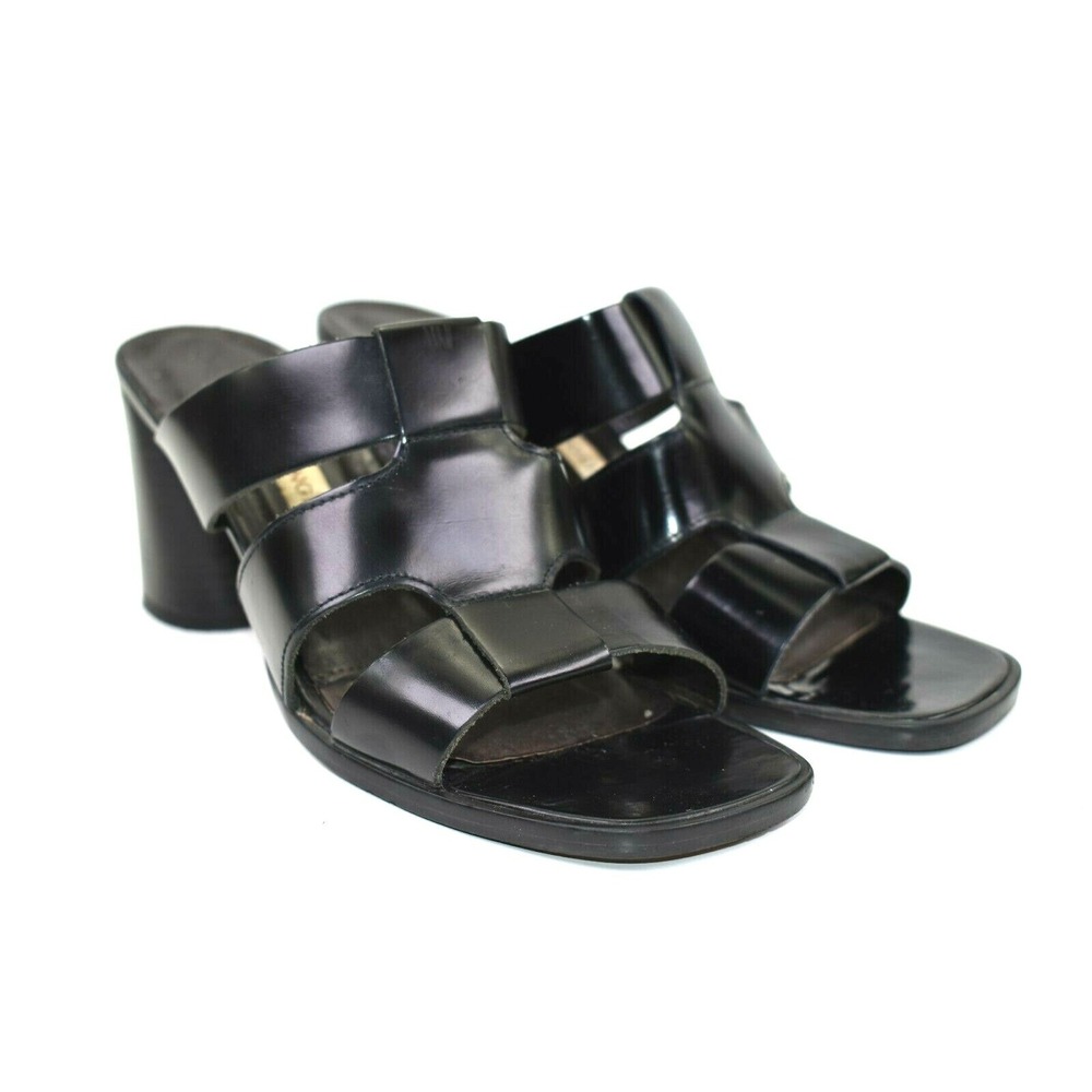 ENZO ANGIOLINI Kistler Womens Black Patent Leather Heeled Sandals Size 6 M